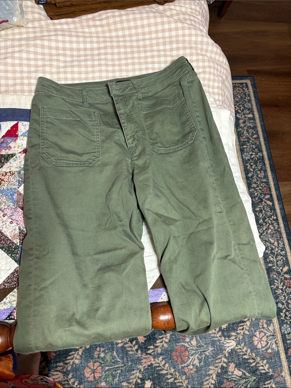 Quince Olive Green Straight-Leg Cropped Jeans